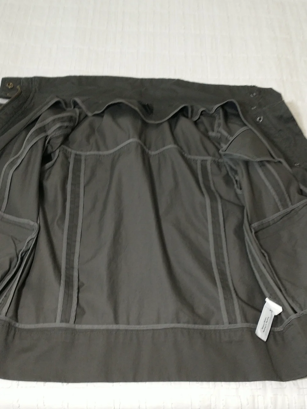J Crew 100% Cotton Dark Khaki Funnel Neck Jacket, Size M, Fall Trendy Essential‎